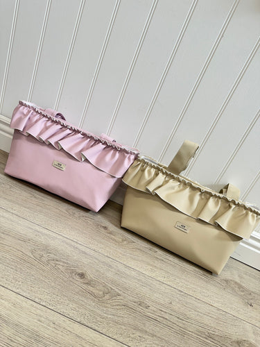 Leatherette flounce bag